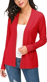 EXCHIC Women's Elegant Long Sleeve Elastic Cardigan Casual Lightweight V-Neck Knitted Blazer