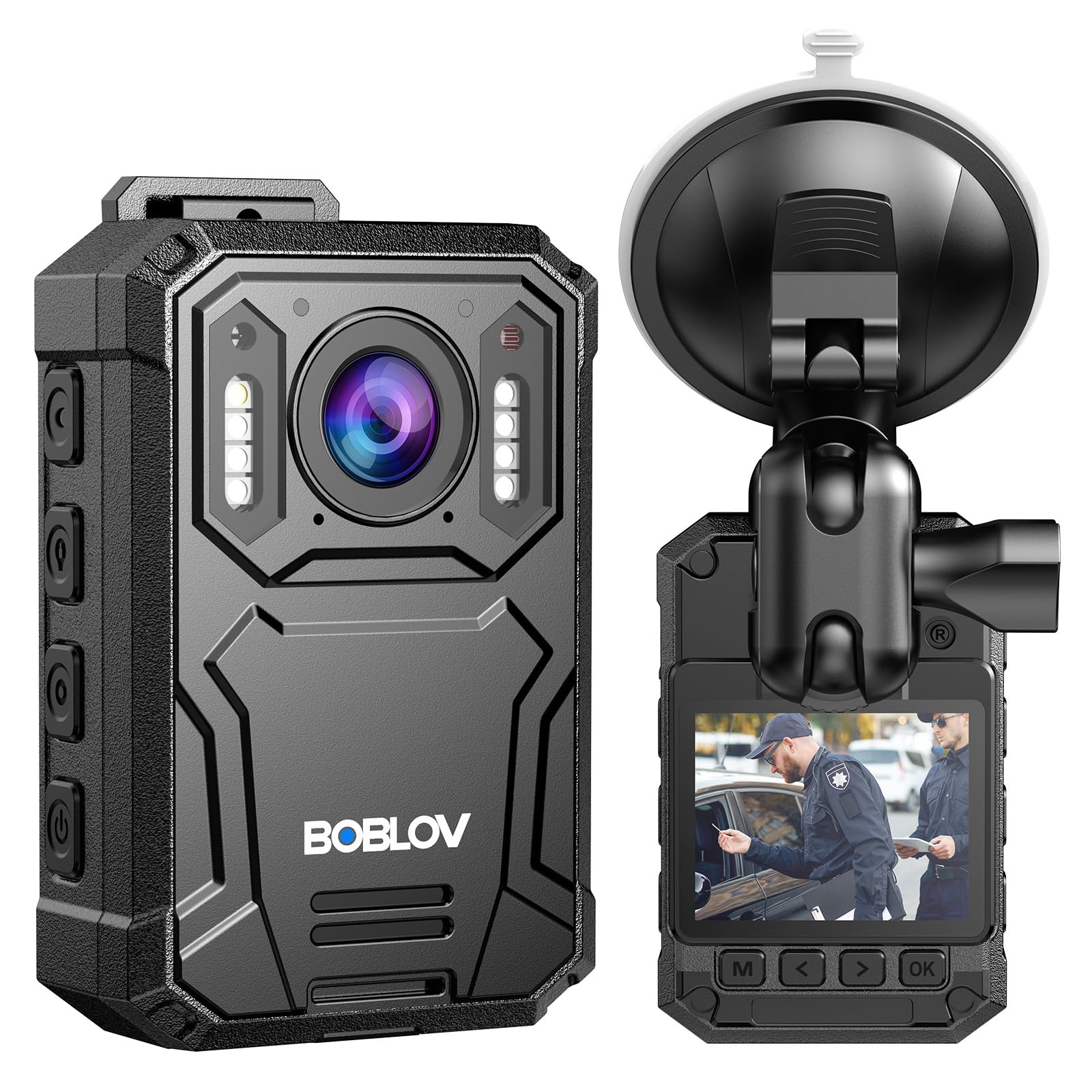 BOBLOV KJ23Pro 2K 128GB Body Worn Camera with Night Vision, 4000mAh Battery | 15
