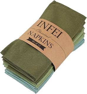 Tovaglioli di stoffa sottili in lino tinta unita – Set di 12 (40 x 40 cm) – per eventi e uso domestico (multi verde)