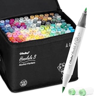 Ohuhu Brush Markers 120 Brushes & Fine with Mixer for Art