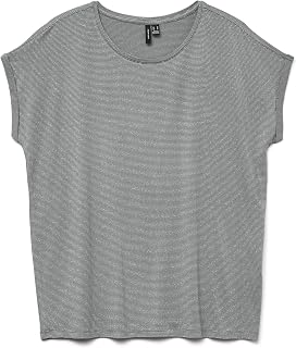 VERO MODA Vmlava Glitter SS Top Stripe Ga Jrs Noos para Mujer