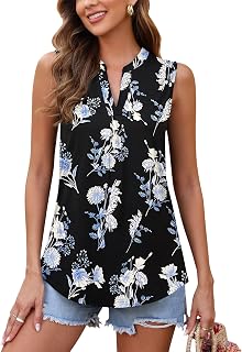 WNEEDU Womens Summer V Neck Tank Top Pleated Dressy Shirts 2026