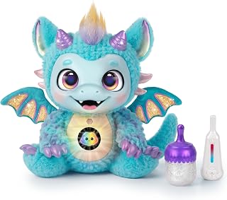 Little Live Pets My Magical Dragon Skye, Dragon Toys for Kids 4-7 | 11.1-inch dragon stuffy with digital belly screen, 60+ sounds and reactions, plus bottle and thermometer accessories