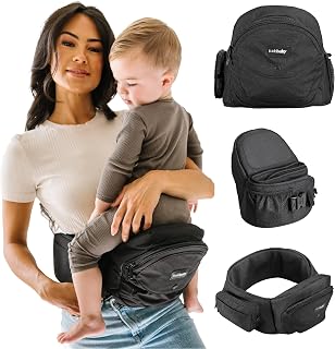 Tushbaby Original Hip Seat Baby Carrier for Babies &amp; Toddlers up to 45 lbs, Safety Certified, Lightweight No-Foam Design with Storage, Black