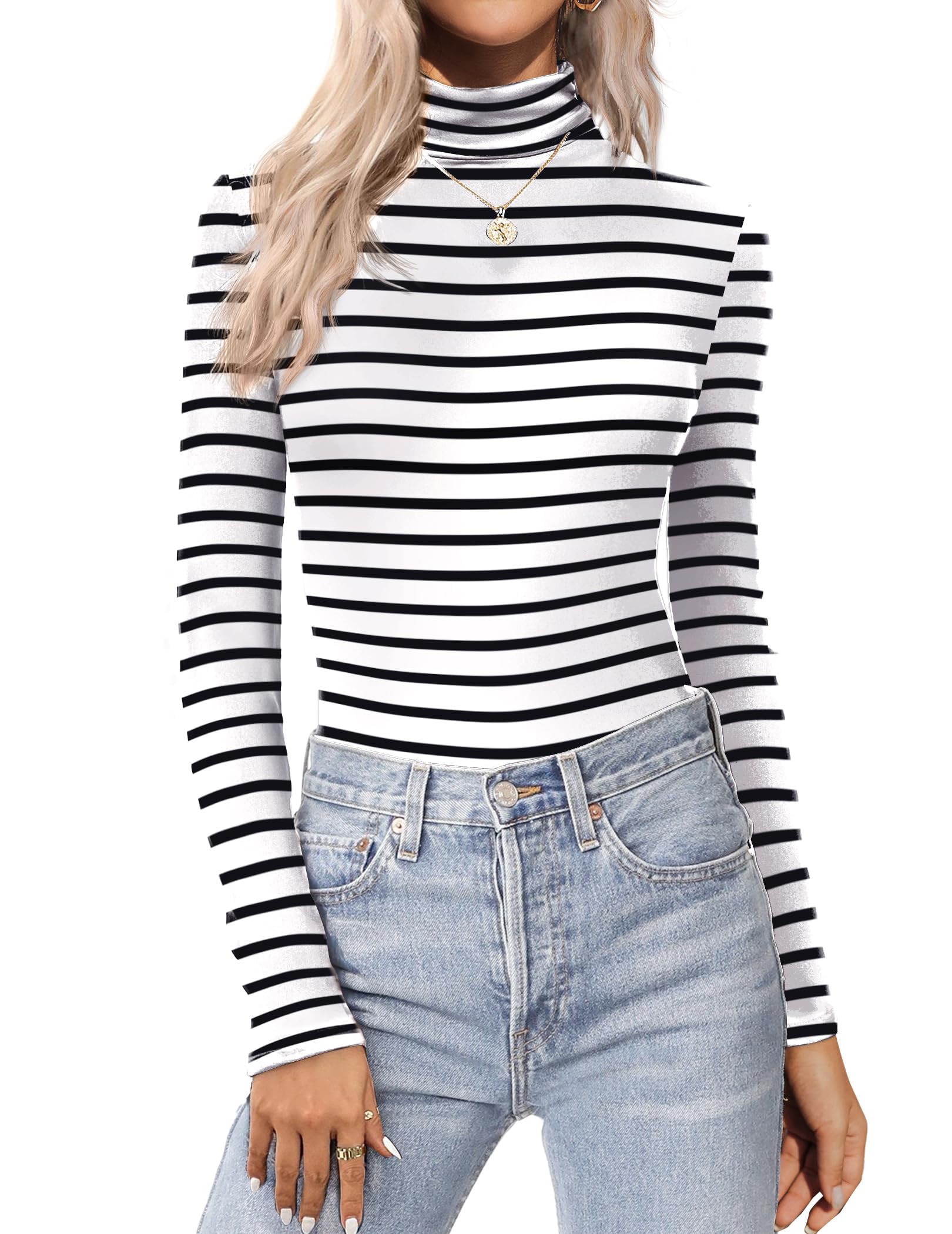Zeagoo Women's Turtleneck Long Sleeve Thermal Pullover Winter Thin T-Shirt