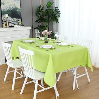FOLINS&HOME Apple Green Rectangle Tablecloth 60x102 Waterproof Polyester Tablecloth Splash Resistant Washable Party Indoor Outdoor Stretched Rectangle