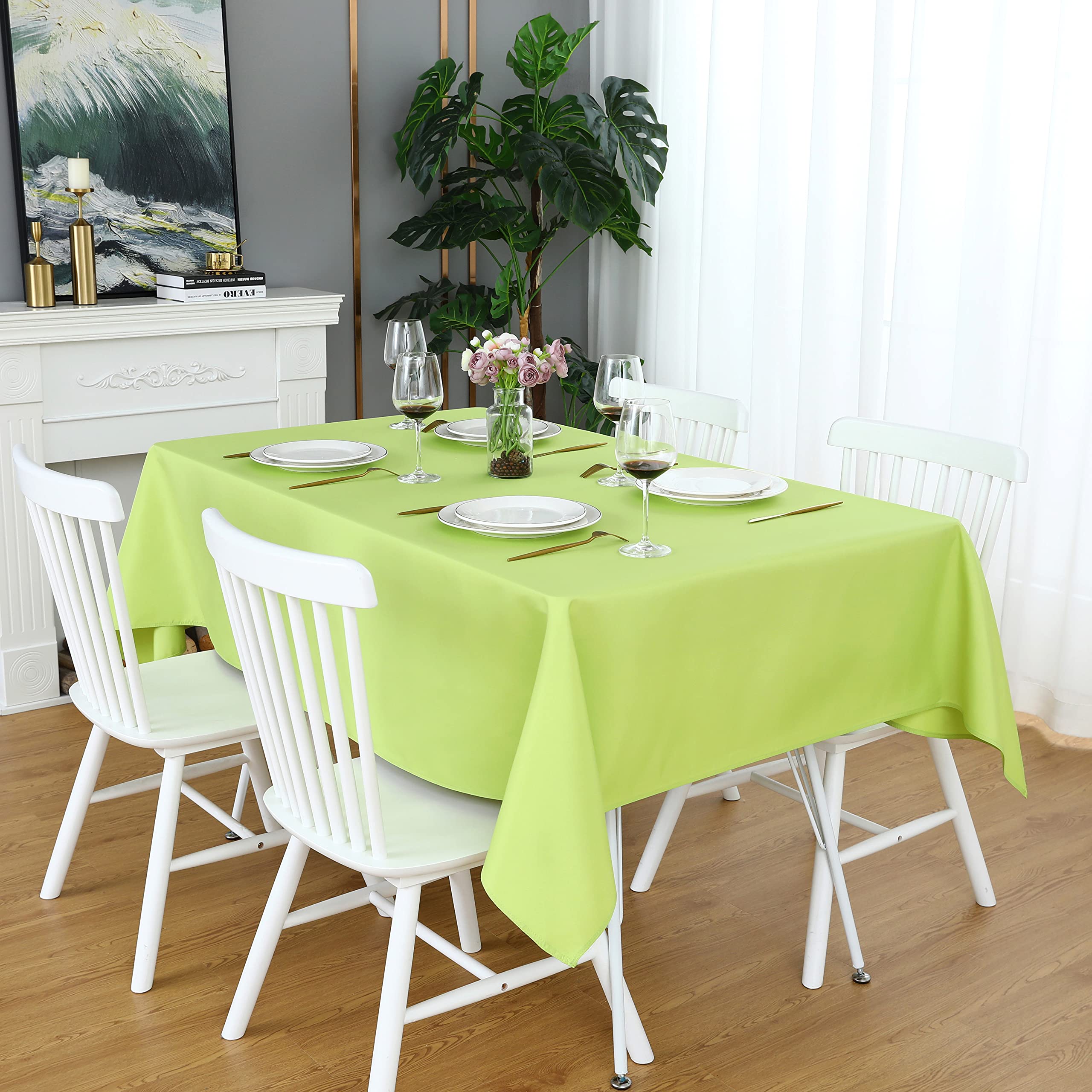 FOLINS&HOME Apple Green Rectangle Tablecloth 60x102 Waterproof Polyester Tablecl