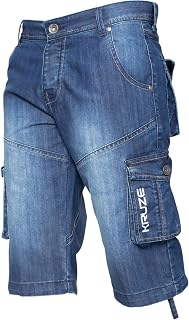 Ze ENZO Men's Cargo Combat Shorts Heavy Duty Denim Half Pants Big King All Waists