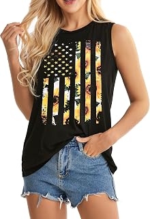 JOELLYUS Women Summer Sleeveless Graphic Loose Casual Tunic Tank Top