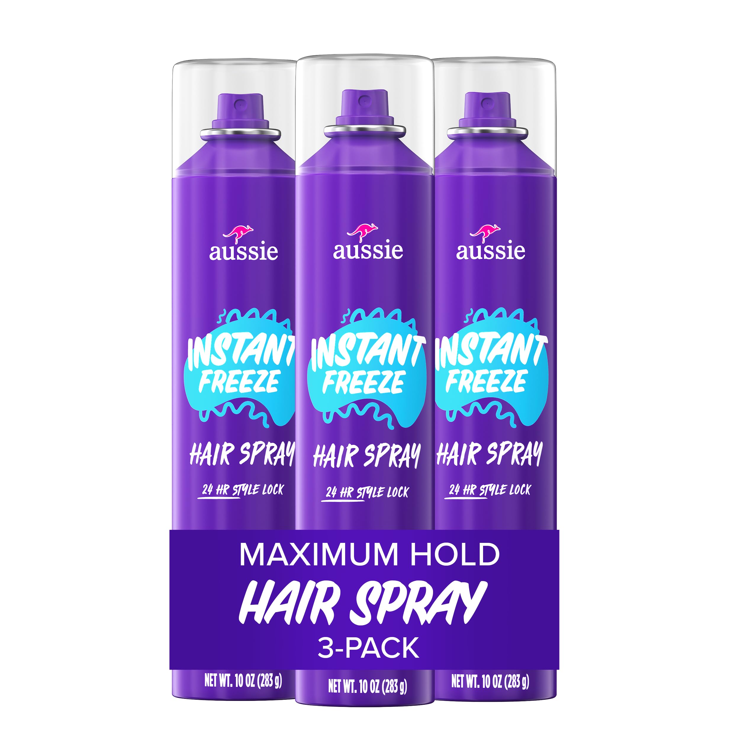 Aussie Instant Freeze Hair Spray for Extreme Hold, Long-Lasting All-Day Fresh Ci