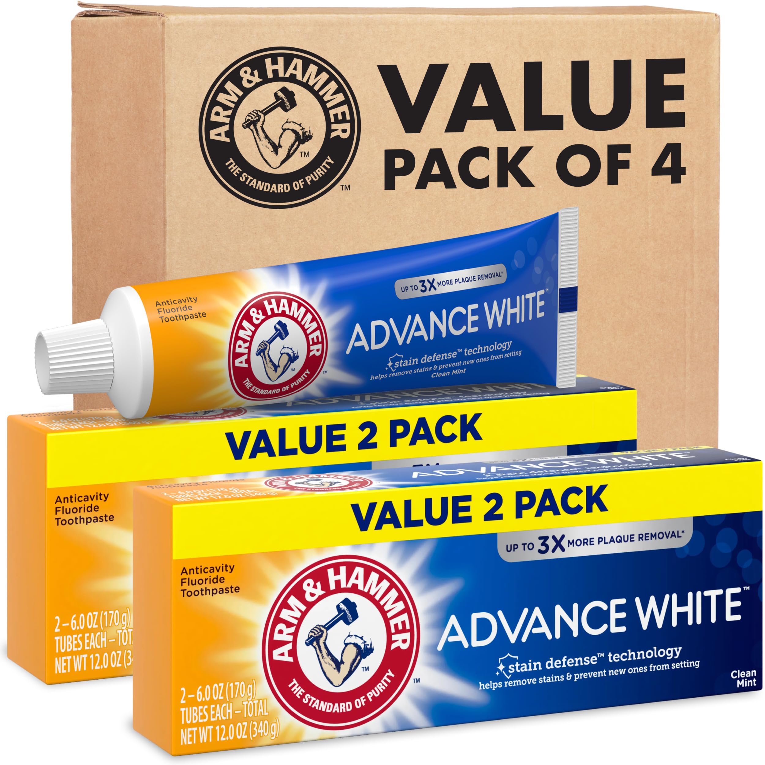 ARM & HAMMER Advance White Toothpaste, Teeth Whitening Baking Soda Toothpaste, S
