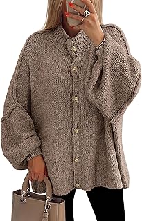 PRETTYGARDEN Women's Winter Cardigan with Buttons Turtleneck Long Sleeve Knitted Fashion