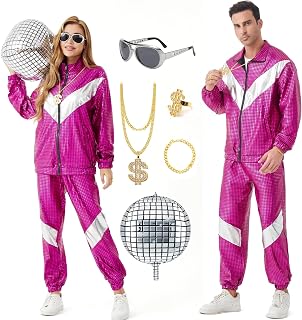 Ezuwail Disco Costume for Men Women Retro Party Outfits 70s 80s 90s Party Outfits Couples Disco Costume Halloween