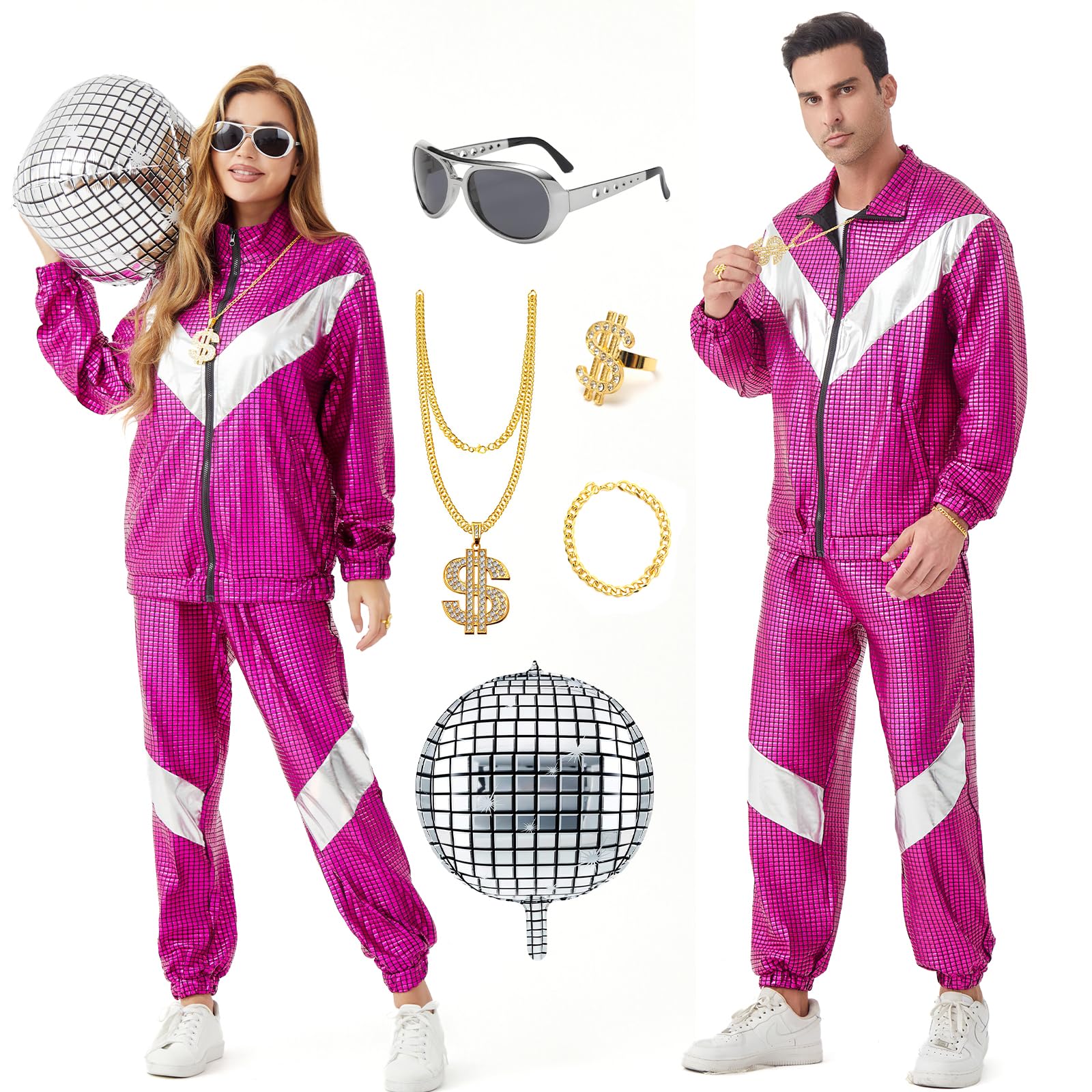 Ezuwail Disco Costume for Men Women Retro Party Outfits 70s 80s 90s Party Outfit