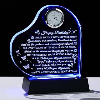 Movdyka Happy Birthday Gifts for Women Mom Her Glass Clock Night Light
