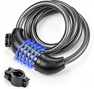 GRIFEMA GAK1203-12 Anti-Theft Bicycle Lock, Security Cable Lock with 5 Digits Combination for Bicycles, Motorcycles, Scooters, 120 cm, Black