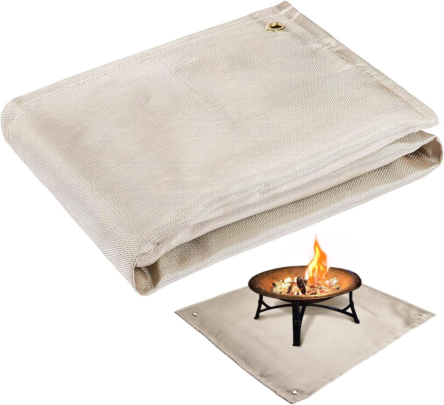 Fire Pit Mat, 37.8"x 39.4" Fireproof Blanket for Under Fire Pit, Camel | PAMASE 