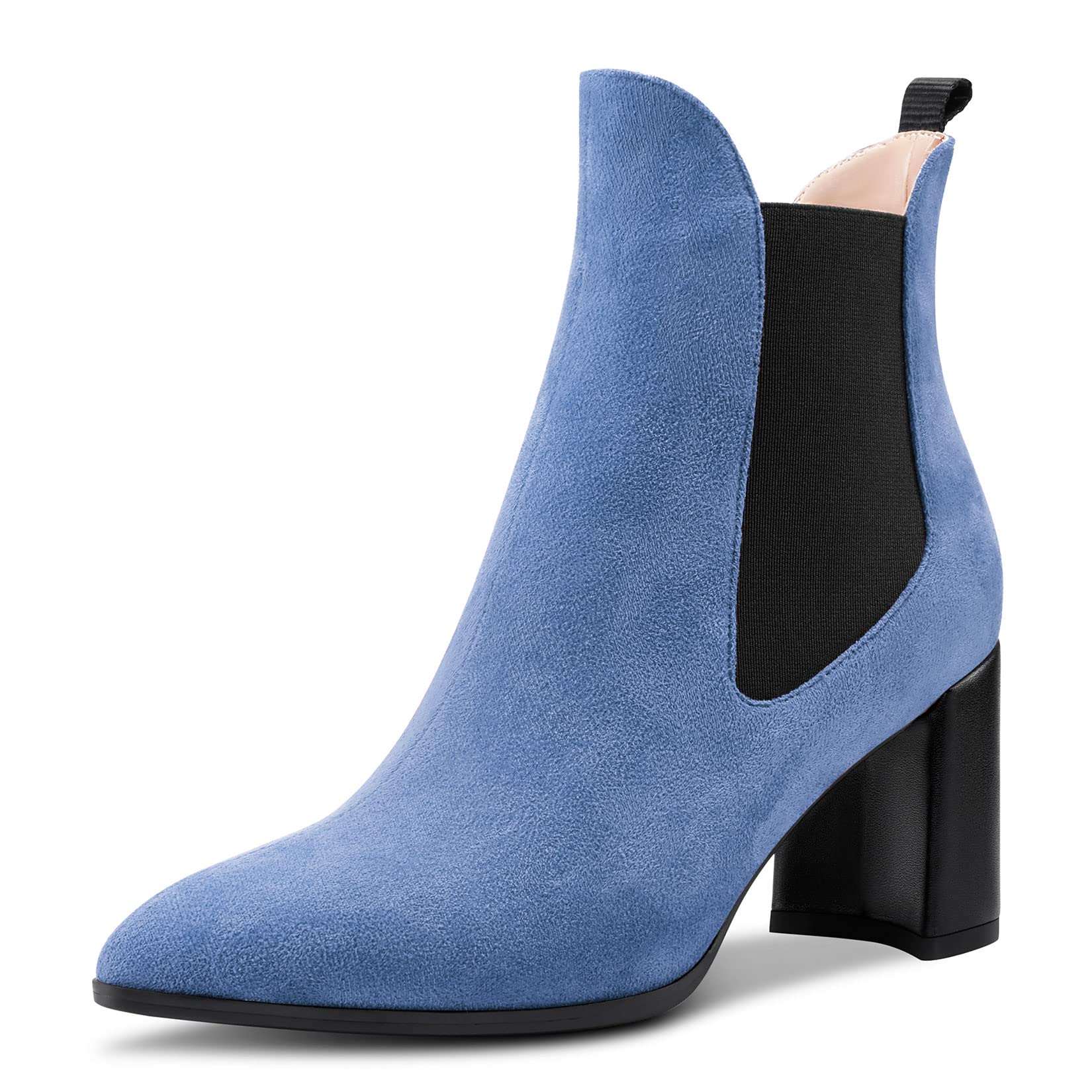 Aachcol Women's Chelsea Ankle Boots Closed Toe Pointed Toe Slip-on Chunky Width 
