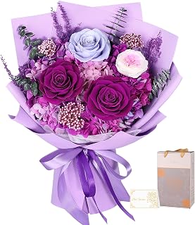 Preserved Flowers for Delivery, Purple Flower Bouquet, Gifts for Women Mom