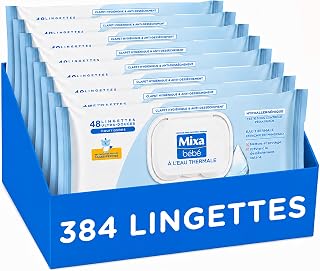 Mixa Hypoallergenic Baby Thermal Water Wipes Pack of 8 x 48