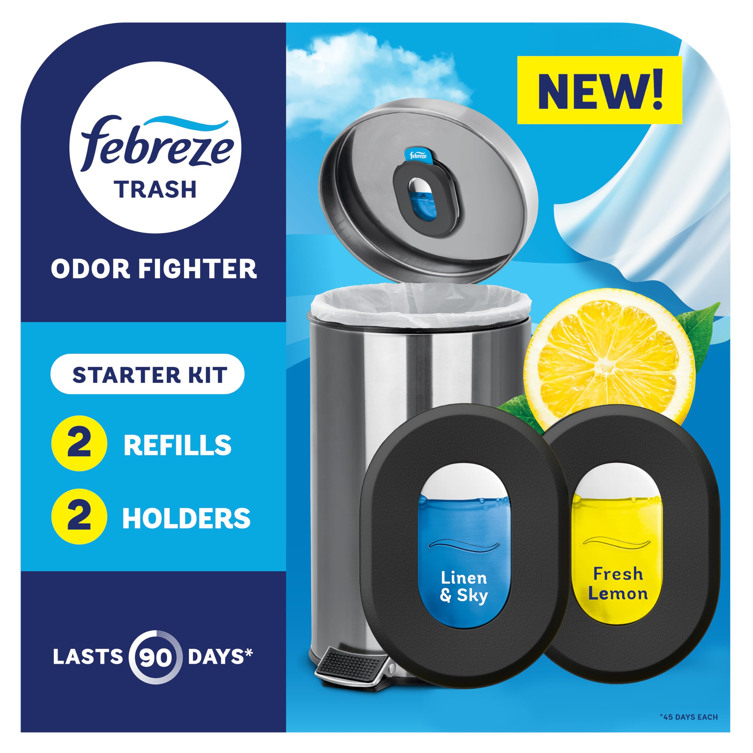 Febreze Odor Fighter, Can Air Freshener, Stick-On Deodorizer for Garbage Cans, D