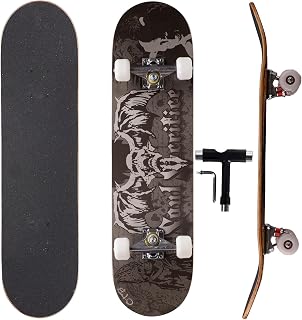 31 Inch Complete Skateboard for Beginners, Kids, Teens & Adults, Cartoon Double Kick 9-Layer Maple Deck,97A PU Wheels, Fully Assembled for Skate Park & Street
