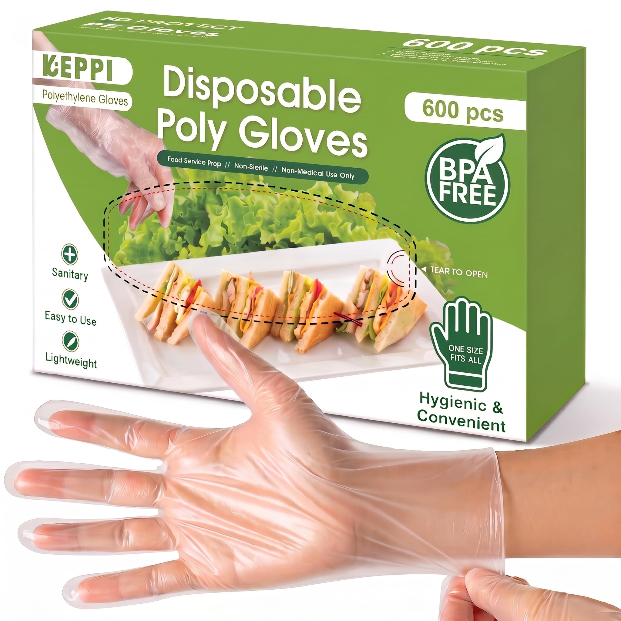 Keppi 600 Pack Disposable Food Prep Gloves – Clear Polyethylene, Latex- BPA & Po