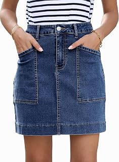 SIDEFEEL Women's Denim Mini Skirt High Waisted Stretch Jean Skirts