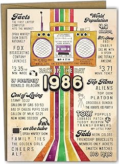 Katie Doodle 40th Birthday Card for Women Men (Made in USA) - Funny Happy 40 Year Old Birthday Gifts Her Him Husband Son Daughter Friend - Back in 1986 Vintage