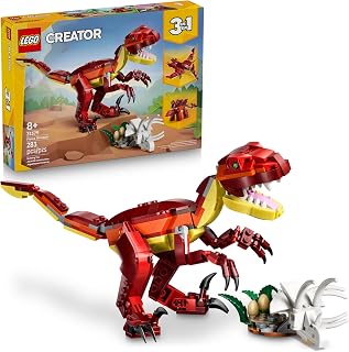 LEGO Creator 3 in 1 Fierce Dinosaur 31379 | Building Toys for Boys & Girls, Ages 8+, 3 Building Options, For Display or Play, 283 Pieces, Gift for Birthdays