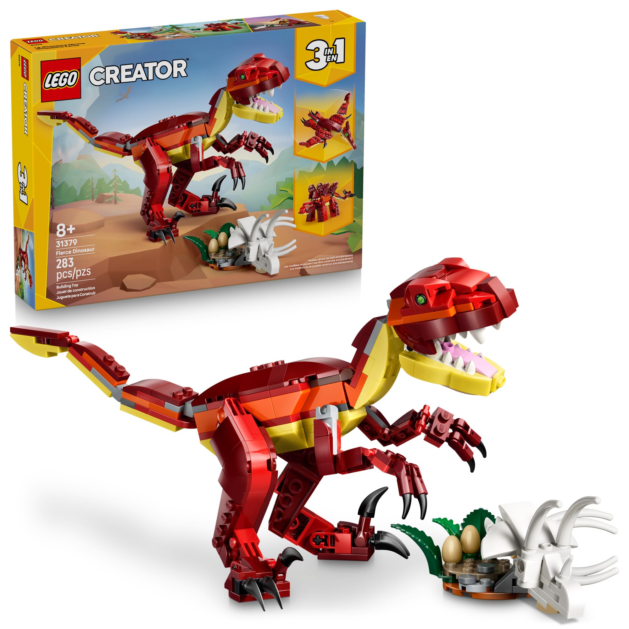 LEGO Creator 3 in 1 Fierce Dinosaur 31379 | Building Toys for Boys & Girls, Ages