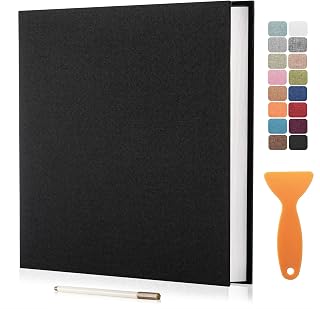 Large Photo Album Self Adhesive Scrapbook Album for 4×6 5×7 8×10 Pictures DIY Magnetic Linen Cover Album 40 Pages for Family Wedding Gifts with Metal Pen and Plastic