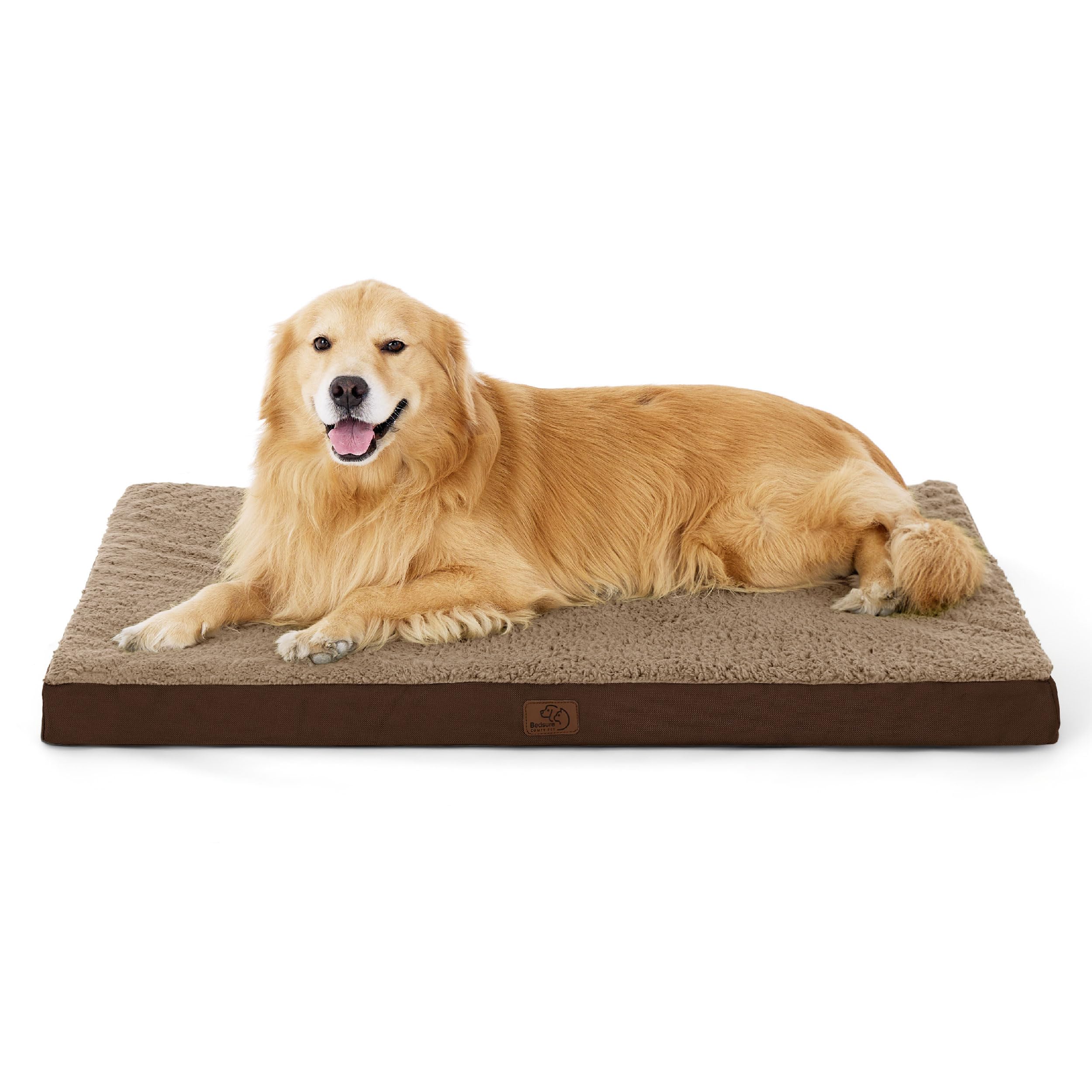 Bedsure Orthopedic Dog Bed with Washable Cover for Large, 112x81cm Brown