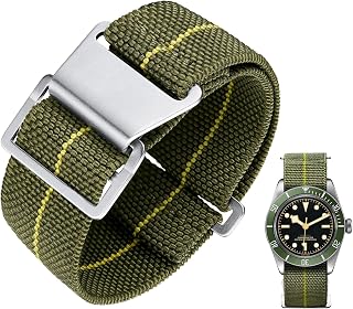BINLUN Elastic Nylon Strap Watch Navy National Hook Closure Strap for Watch High Quality with Black Silver Buckle for Men Women 18/20/22 mm