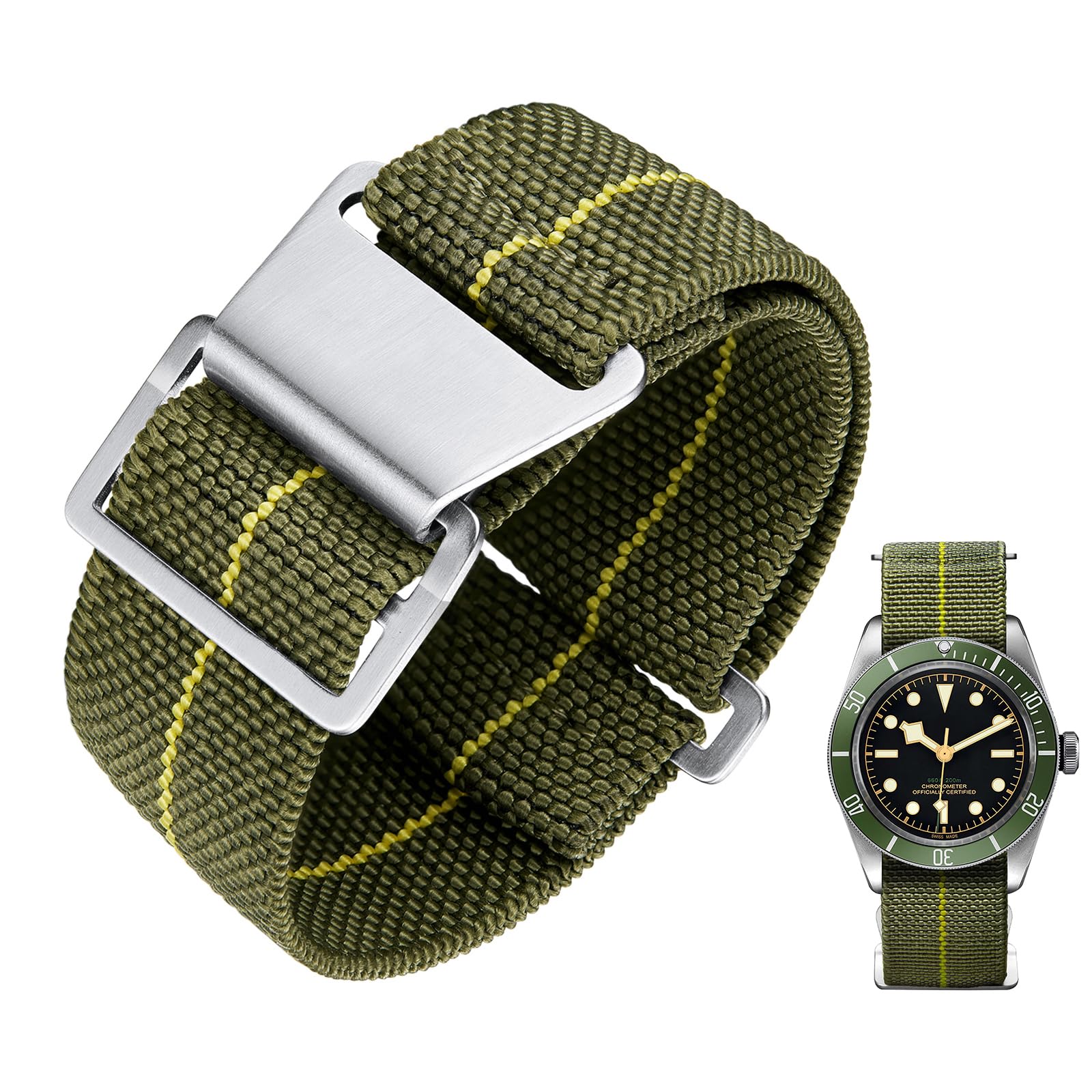 BINLUN Elastic Nylon Strap Watch Navy National Hook Closure Strap for Watch High
