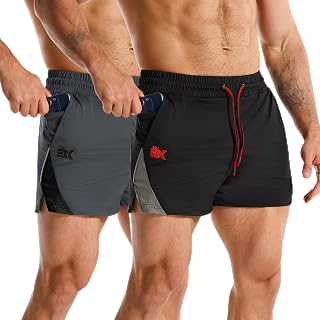 BROKIG Mens 3 Inch Gym Workout Shorts Zip Pocket Lightweight