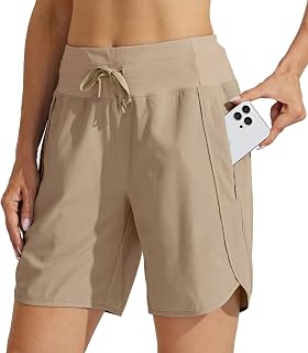 Willit Women's 7" Athletic Running Shorts Long Workout Hiking Shorts Quick Dry High Waisted Active Zipper Pocket