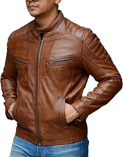 Jild Timeless Classic Leather Jacket Men - Biker Style Real Lambskin Café Racer Vintage Look Motorcycle Jackets for Men