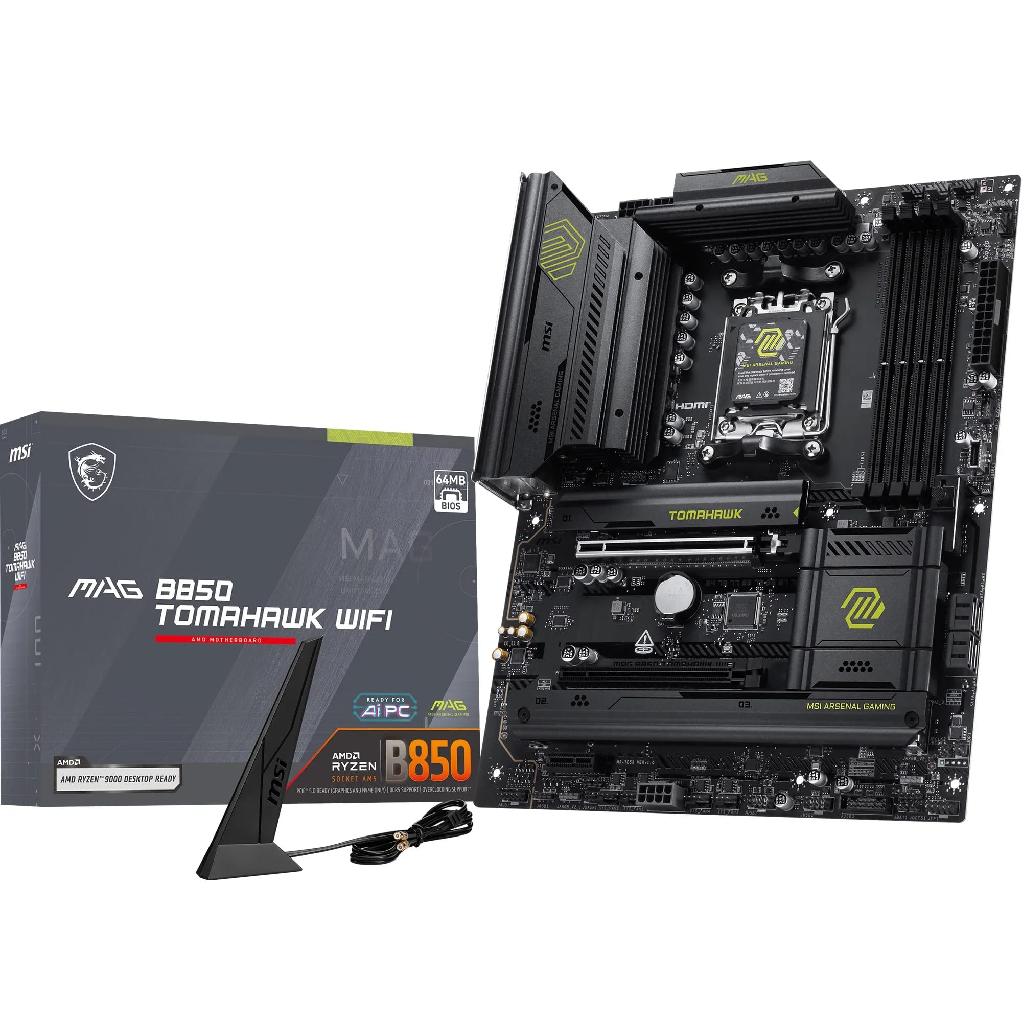 MSI MAG B850 TOMAHAWK WIFI Motherboard, ATX - Ryzen 9000/8000/7000, AM5 | For AM