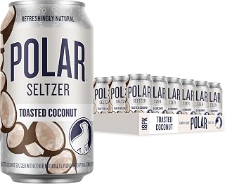 Polar Seltzer Water Toasted Coconut, 12 fl oz Cans, 18 Pack