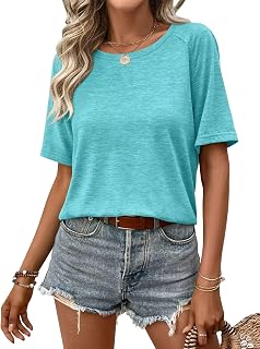 EADINVE Womens Half Sleeve T Shirts Crew Neck Summer Tops Fashion Tee Casual Basic Comfy Outfits Clothes