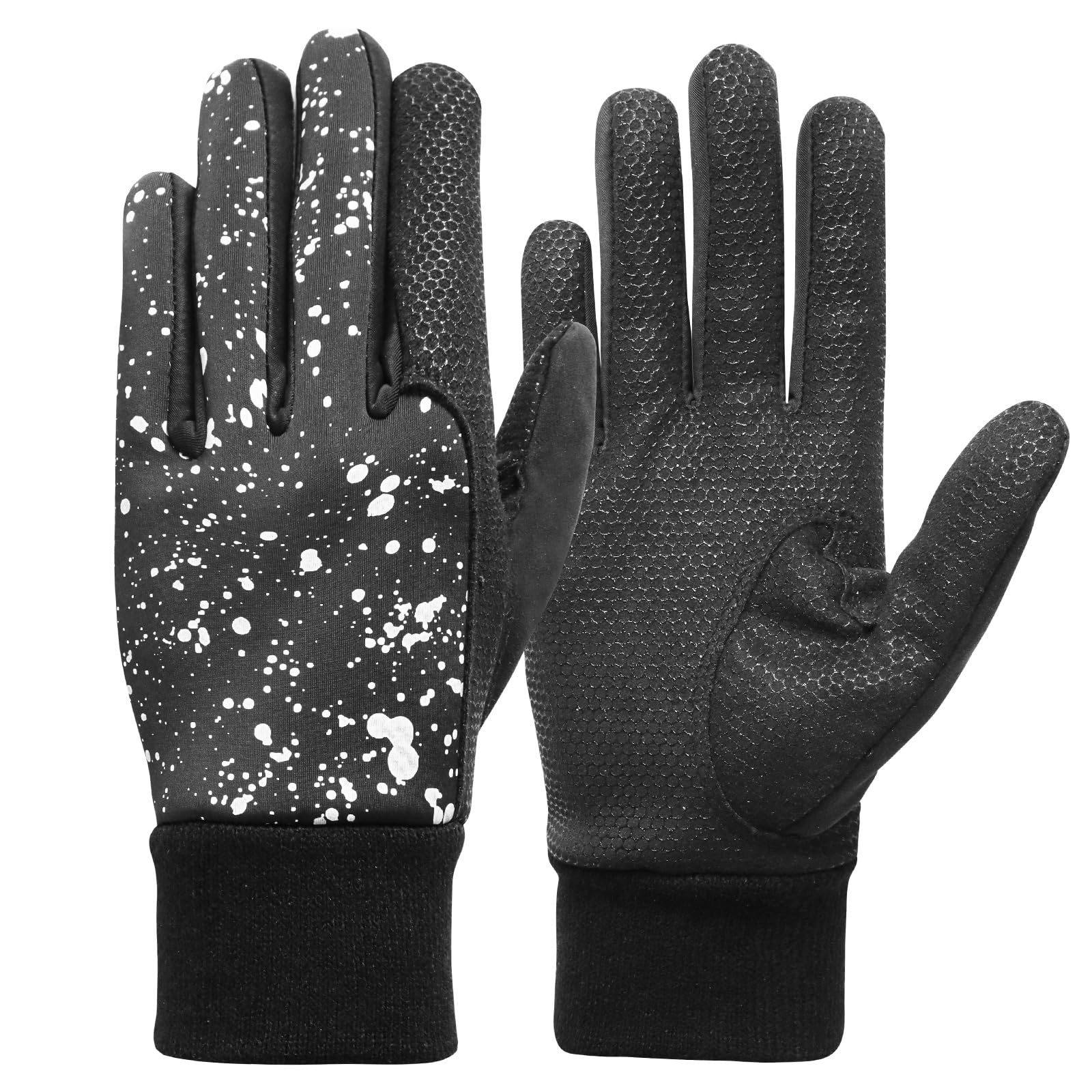 FINGER TEN Men's Winter Golf Gloves Left and Right Hand | 1 Pair Black Glove wit
