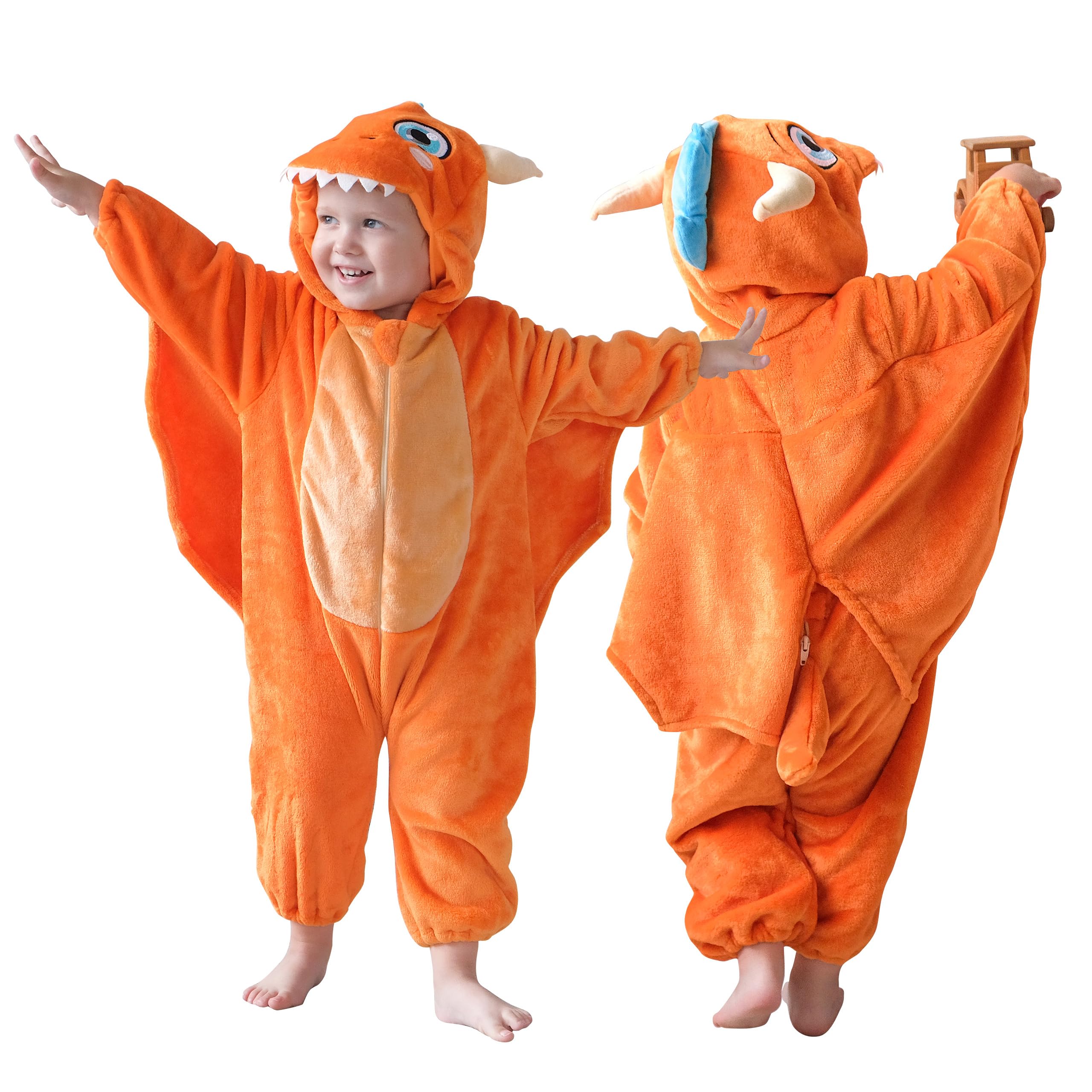 LOLANTA Unisex Rainbow Unicorn Dinosaur Dragon Baby Costume Plush One Piece Hood