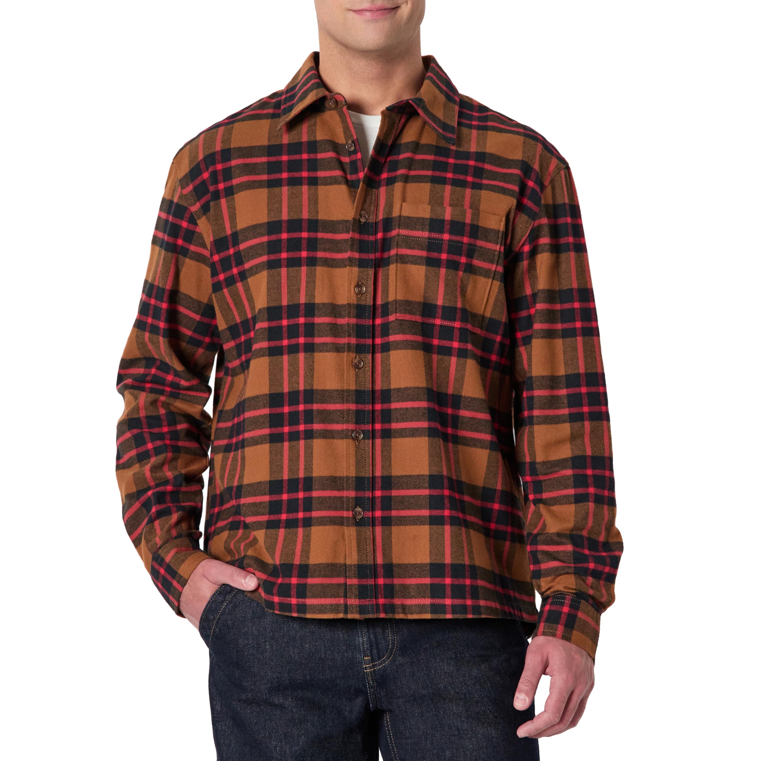 Amazon Essentials Men's Relaxed Fit Long Sleeve Flannel Shirt