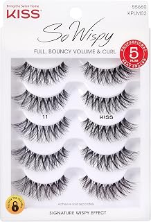 Kiss So Wispy, False Eyelashes, '', 12mm, Includes 5 Pairs Of Lashes, Easy to Apply, Reusable Lash Clusters