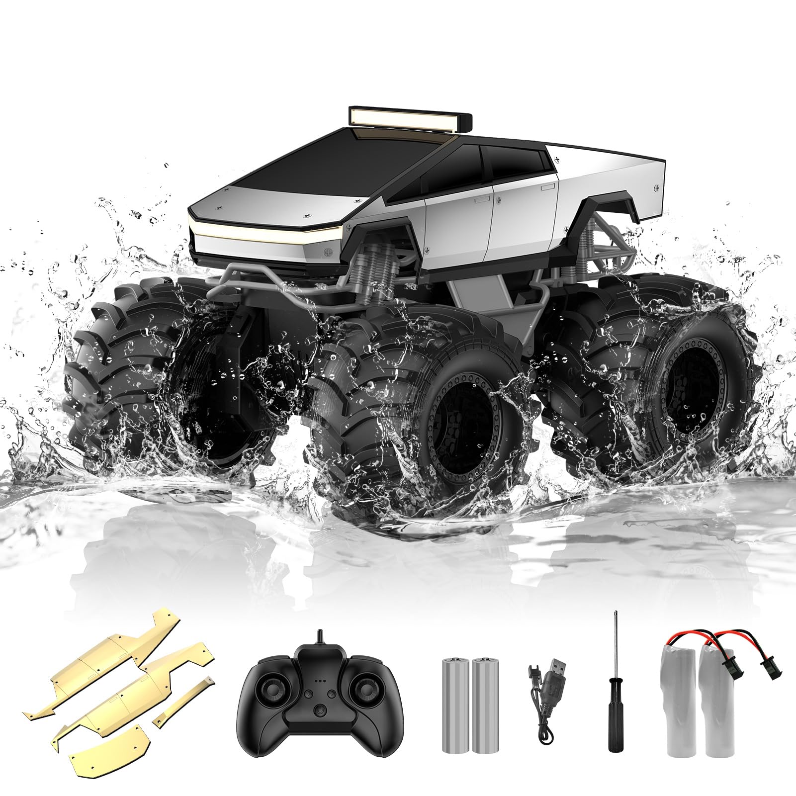 Amphibious Remote Control Car, 1:18 Monster Truck Toys for Boys RC Cars | 2.4 GH