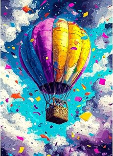 Diamond Art Kits for Adults Sky, Colorful Diamond Painting Kits for Beginners, 5D DIY Full Round Drill Gem Dots Hot Air Balloon Paint by Diamonds Art and Craft Kit for Gift Home Decor 12x16 inch