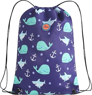 Swimbubs Kids PE Bag Drawstring Backpack – Baby & Toddler Swimming Bag for School, Sports & Swimming Lessons, Water-Resistant Gym Sack 40 x 30 cm (Blue Whale)