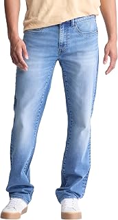Buffalo David Bitton Men's Straight Six Jeans, Crinkled Medium Blue