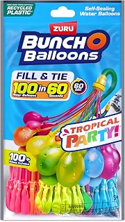 Bunch O Balloons Tropical Party by ZURU, 100+ Rapid-Filling Self-Sealing Tropical Colored Water Balloons for Outdoor Family, Friends, Children Summer Fun (3 Count)
